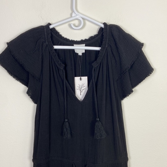 NWT Sundays Reese Dress Women's S Gauze Split Neck Cinched Waist Summer Coastal - Picture 4 of 12